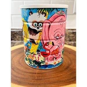 Vintage 1960s Folgers Jungle Animals Coffee Tin Can Zoo Theme